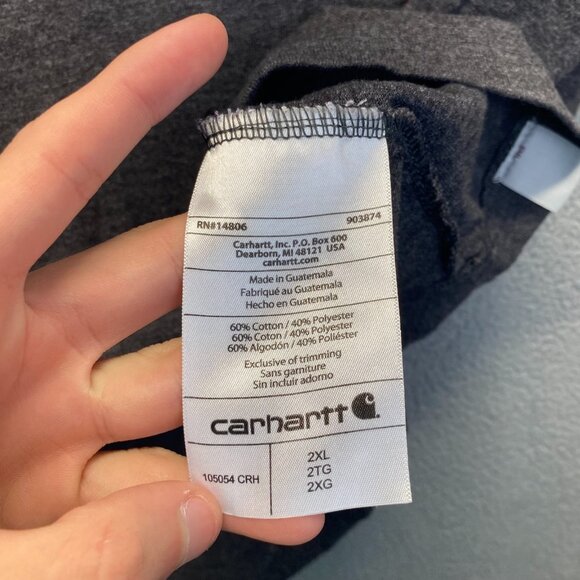 Carhartt Men’s Size 2XL Relaxed Fit Shirt Long Sleeve,Dark Gray  Logo - Picture 9 of 12